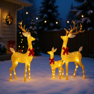 Décorations de Noël en forme de cerf gonflables pour l'extérieur avec nœuds rouges et éclairage pour la saison des fêtes - Product Image 2