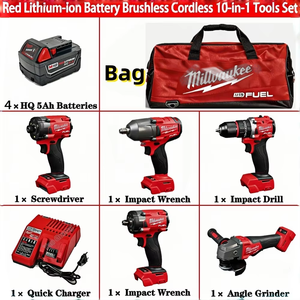 Ensemble d'outils électriques multifonction 10-en-1 avec <span class=keywords><strong>batterie</strong></span> au lithium 18,5 Ah et chargeur – Kit d'outils électriques domestiques polyvalents - Product Image 3