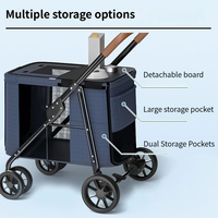 Poussette pour animaux de compagnie grand format, pliage rapide en un clic, respirante, facile à transporter, chariot de voyage extérieur pour animaux