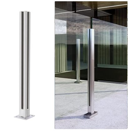 Custom Slotted Glass Railing Post Guardrail