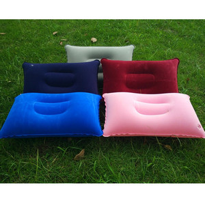 Almohada Inflable Rectangular de PVC Flocado, Suave, para Viajes y Campamento, Tamaño Pequeño 34x22cm - Product Image 1