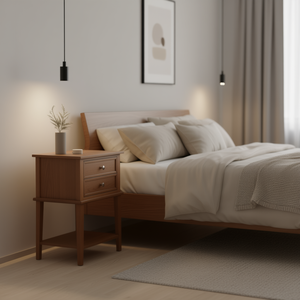 Mesita de noche moderna y elegante de roble para espacios contemporáneos - Product Image 2