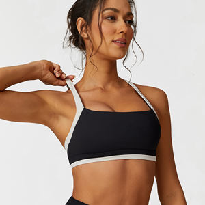 Pt Sports beauté dos croisé soutien-gorge Sexy haut court rembourré amovible Push Up soutien une pièce tissu mixte bretelles côtelées froncées - Product Image 5