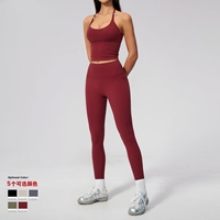 Nouvel ensemble de yoga 2 pièces pour femme, très populaire : débardeur court à col bateau et dos nu + leggings taille haute sculptants