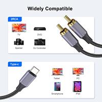 Câble audio RCA USB Type C avec puce DAC plaquée or câble audio HiFi pour voiture connecteurs RCA veste en PVC accessoires de haut-parleur