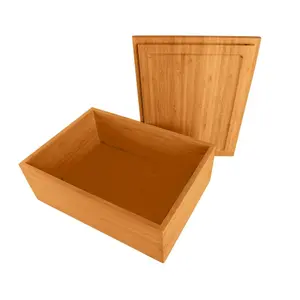 صندوق خشبي بسعر خاص رخيص مربع كبير الحجم يُستخدم كصندوق خشبي مزود بغطاء منزلق