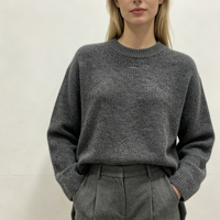 Pull tricoté à manches longues pour femme Billy, personnalisable OEM & ODM, vêtements de loisirs en maille violette de haute qualité, vente en gros