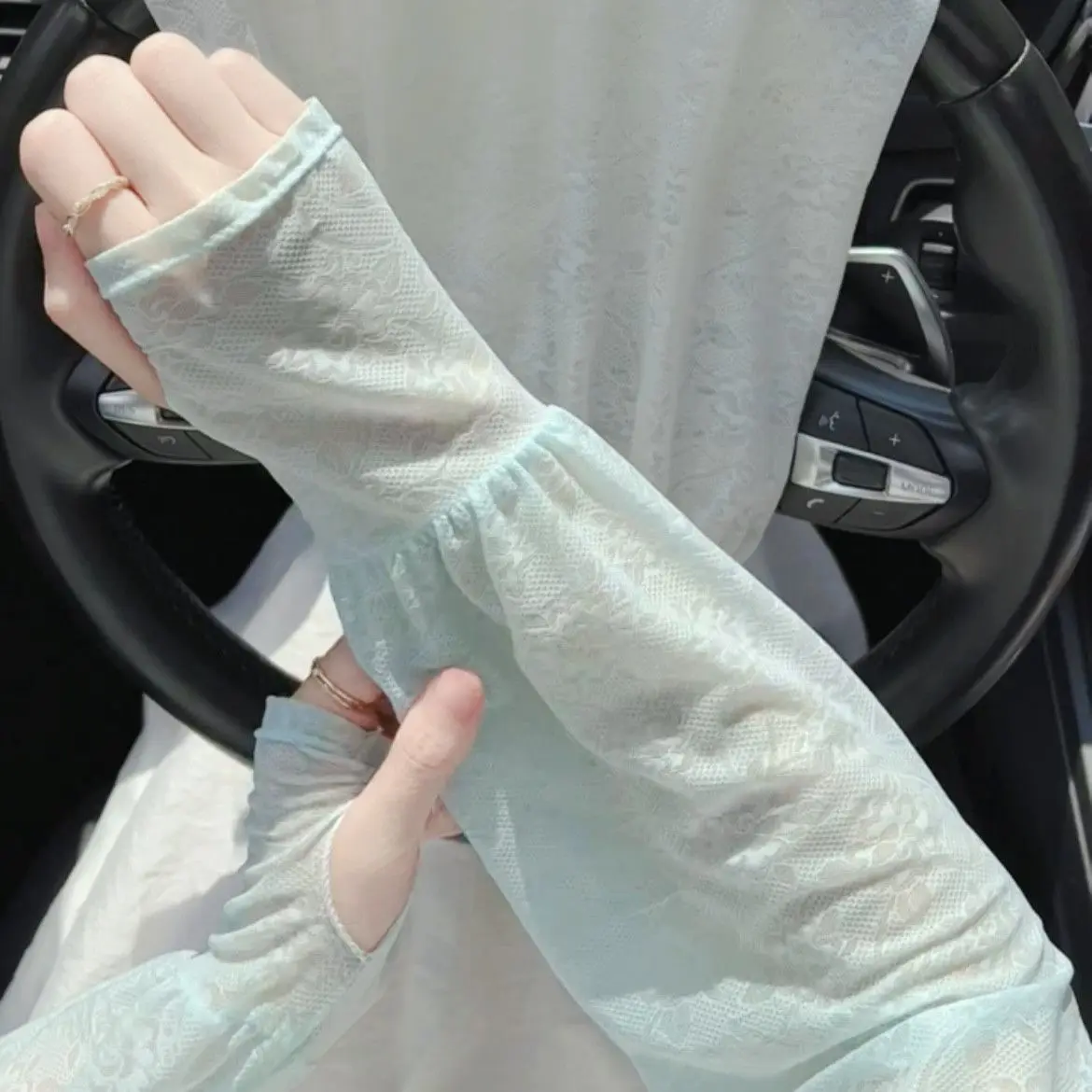 Kadın için yaz dantel nazik peri rüzgar güneş koruyucu buz kollu