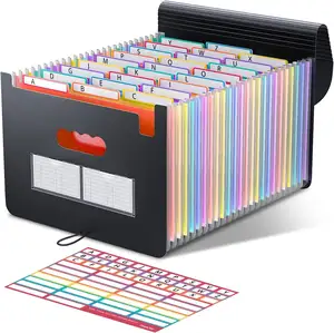 Groothandel Goedkope 24 Pocket Uitbreiden Bestand Tas Plastic Kantoorbenodigdheden School Accordeon Bestand Organizer Met Divider Tabs