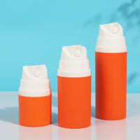 Flacon pompe airless en PP orange 50ml 100ml 150ml avec buse à bec de canard à large ouverture, distributeur de sérum et lotion sous vide, couleur personnalisée OEM ODM