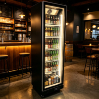 Réfrigérateur vitrine vertical commercial à porte vitrée à LED haute visibilité pour boissons et bières