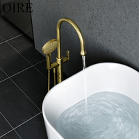 Grifo de Bañera Independiente de Latón con Acabado Dorado Cepillado, Ducha Manual y Válvula de Cerámica, Marca Kaiping Oire, Nuevo, para Uso en Hoteles y Apartamentos