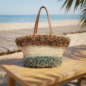 Natural Baskets Handmade Straw Weaving Basket Natural Color Fringe Design Beach Style Storage Container Christmas Halloween - Product Image 5