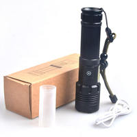 Lampe torche puissante P70 à longue portée avec bande lumineuse COB latérale, zoom télescopique, haute puissance, recharge USB, pour extérieur