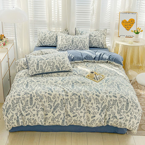 Nouvelle collection 2025 – Parure de lit quatre pièces moderne de style français, en coton tissé double couche, motif dessin animé imprimé, écologique <span class=keywords><strong>et</strong></span> réversible - Product Image 1
