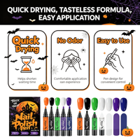 Stylo à ongles Halloween 6 couleurs séchage rapide sans odeur, stylo de nail art, outils de manucure DIY, service OEM personnalisé