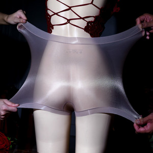 Boxers en nylon ultra fins, super extensibles, brillants, soyeux, entièrement transparents, taille haute, respirants, pour hommes corpulents, sous-vêtements sexy - Product Image 3