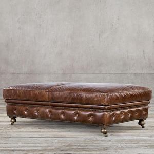 Hot Sell Living Room Vintage Distressed Leather <strong>Chesterfield</strong> Tufted Ottoman Bench <strong>Footstool</strong> - Product Image 5