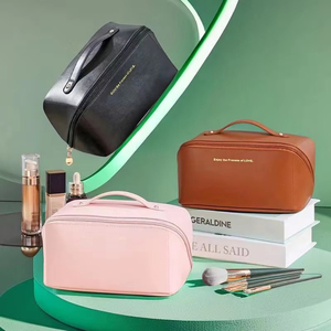 Bolsa de Maquillaje de Cuero PU Personalizada, Bolsa de Aseo con Cierre de Cremallera y Lona - Product Image 4