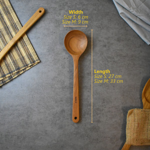 Godiva Wooden Soup Spoon Size S is a food <b>utensil</b> with an elegant design for a natural and comfortable dining experience. - Product Image 4