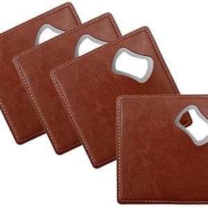 Wholesale Vintage PU Leather Bottle Opener <b>Coaster</b> Multi-functional <b>Drink</b> <b>Coaster</b> Bottle Opener for Beer Stylish Bar Accessory - Product Image 3