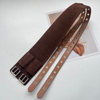 Damen Gürtel Western Gürtel Y2K Gürtel Vintage Wildleder Doppelschnalle Breiter Taillengürtel Eleganter Dekorativer Riemen für Kleider und Lange Mäntel