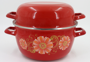 Enamel Eco-Friendly European Design <strong>Mussel</strong> <strong>Pot</strong> 24cm 5L Gas &amp; Induction Ready Includes Cast Iron Lid - Product Image 3
