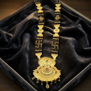Wholesale Brass 24K Micron Gold Plated AD Stone Mangalsutra Big Pendant Traditional Wedding <b>Bridal</b> Necklace 36 Inches Fashion - Product Image 1