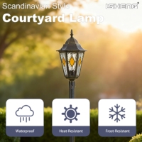 Support de lampe en aluminium IP44 E27 pour extérieur, jardin, rue, pelouse, avec garantie de 3 ans, télécommande, variateur d'intensité, abat-jour en verre, multicolore