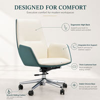Chaise de bureau exécutive moderne en cuir PU bicolore, dossier moyen, mousse haute densité, design ergonomique, base en métal chromé