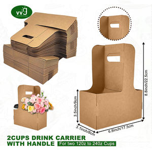 Portavasos <span class=keywords><strong>VVG</strong></span> de 2 o 4 tazas, portavasos de papel Kraft desechable para entrega, para llevar, café, leche, té, bebida, jugo - Product Image 2