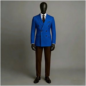 <span class=keywords><strong>Ensemble</strong></span> de costumes pour hommes 2 pièces, veste champagne, pantalon marron, double boutonnage, revers pointus, formel, business, décontracté, tenues de marié - Product Image 3