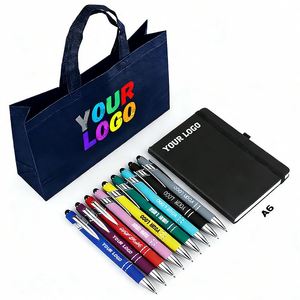 Stylo bille publicitaire en métal 2-en-1 tactile personnalisé pour écoles de commerce avec logo imprimé sur mesure - Product Image 1
