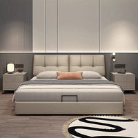 Lit double king size en cuir rembourré, fabriqué en Chine, lit moderne avec rangement, meubles de chambre à coucher