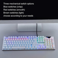 Clavier mécanique de jeu filaire USB Type-C HX-JX08 blanc 100 % 104 touches, rétroéclairage coloré, pour droitier, vente en gros usine