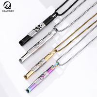 Collier pendentif sifflet de méditation et de décompression en acier inoxydable, accessoire de mode pour les passionnés de yoga
