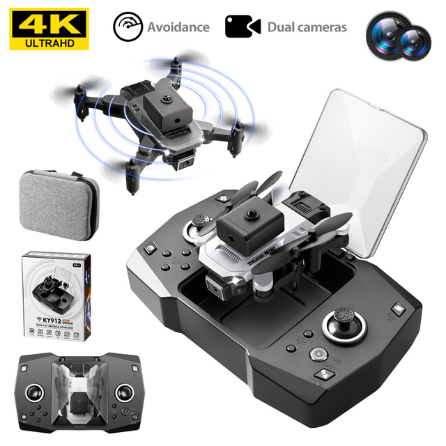 KY912 Mini Plastic Foldable Remote Control Beginner Drone Four-Sided Obstacle Avoidance 4K HD Aerial Photography Dual Camera