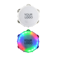 Mini tambourin LED multicolore clignotant de 6 pouces, lumineux dans le noir, pour enfants et adultes, mariage, fête, Diwali, tambour musical à piles