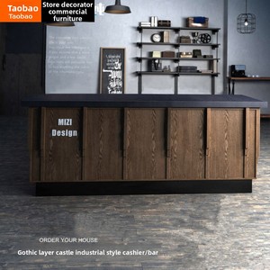 Bàn <span class=keywords><strong>bar</strong></span> gỗ phong cách công nghiệp cổ điển có thể tùy chỉnh cho quán cà phê, quán trà, phòng tập thể dục, quầy lễ tân, nhà hàng - Product Image 2