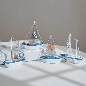 Mini bateaux à voile marins Huaqi HYG001 modèle de voilier méditerranéen ornements voilier en bois nautique pour la décoration de bureau