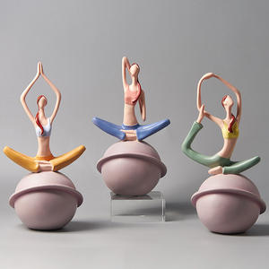 تمثال يوجا منحوت يدويًا ومرسوم يدويًا ومصقول من الراتنج، بتصميم رياضي، مع حصيرة غير قابلة للانزلاق، للديكور المنزلي والتحف - Product Image 3