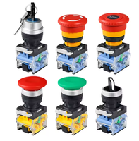 Interrupteur à bouton poussoir en forme de champignon rouge à verrouillage automatique 22 mm IP65 Arrêt d'urgence Signalisation en plastique 1NO 2NO 1NO1NC 2A 220V Contrôle