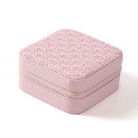 Boîte à bijoux de voyage portable en cuir PU avec fermeture éclair, étui de rangement pour bijoux avec compartiments divisés pour bagues, boucles d'oreilles, colliers, femmes