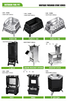 Barbecue portable au charbon de bois Zstuma, brasero, foyer extérieur, série de produits de jardin, lot de quatre