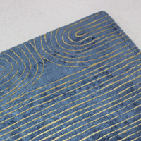 Coussin lombaire bleu marine et or à motif abstrait lignes arquées, aspect velours, pour canapé, lit, décoration intérieure