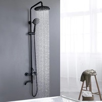 Ensemble de douche chaude et froide, salle de bain moderne, simple, en acier inoxydable, mat noir, ensemble de douche, robinets de bain