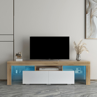 Meuble TV en bois avec panneaux LED et 4 tiroirs, unité TV moderne pour salon, installation facile