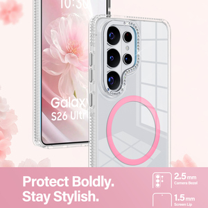 Coque de téléphone portable magnétique transparente en gros avec paillettes pour <span class=keywords><strong>Samsung</strong></span> S26 S25 S24 S23 Ultra, protection antichoc compatible iPhone - Product Image 2
