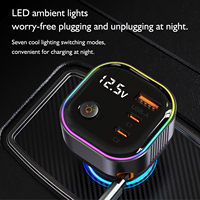 Chargeur de voiture rétractable à charge rapide de type C 12-24V avec indicateur lumineux LED et garantie d'un an