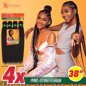 Extensiones de Cabello Pre-estirado para Trenzas, Fibra Sintética Suave de Alta Temperatura 4X, Trenzas Africanas de Ganchillo Fácil para Mujeres Negras - Product Image 5